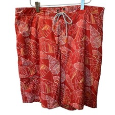 TOMMY BAHAMA Orange Men  s Baja Bonita Cove Board Shorts Floral Swim Trunks Large