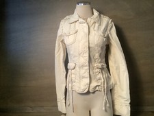 Bizz Princess Women Beige Cord Jacket Size Meidum In Juniors Long Sleeve Zip Up 