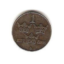 1943 SWEDEN IRON COIN 1 ORE - WWII