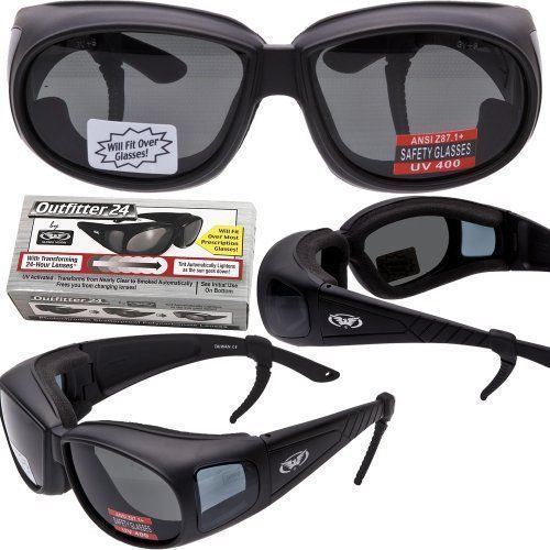 TRANSITION PHOTOCHROMIC LENS Motorcycle Sun glasses FIT OVER RX GLASSES