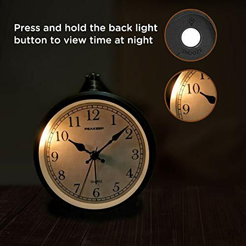 Peakeep 4" Battery Operated Antique Retro Analog Alarm Clock, Assorted Colors - Picture 5 of 28