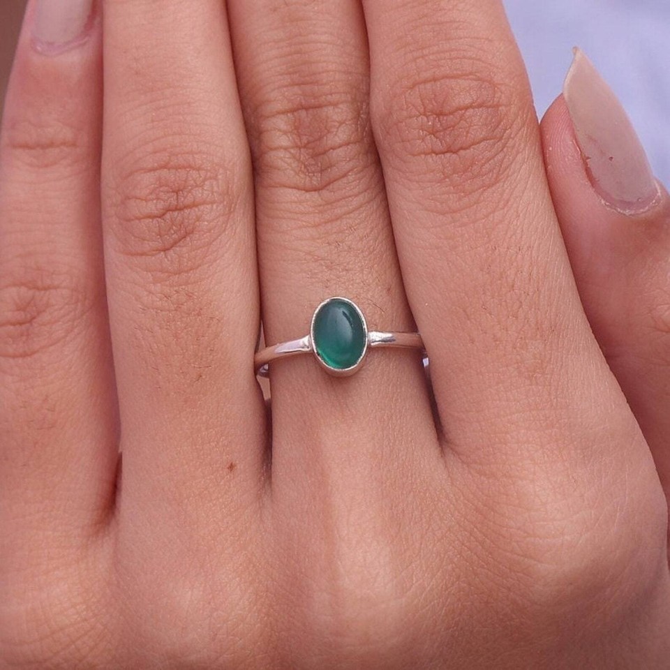 Natural Green Onyx Handmade 925 Sterling Silver Amazing Jewelry Ring