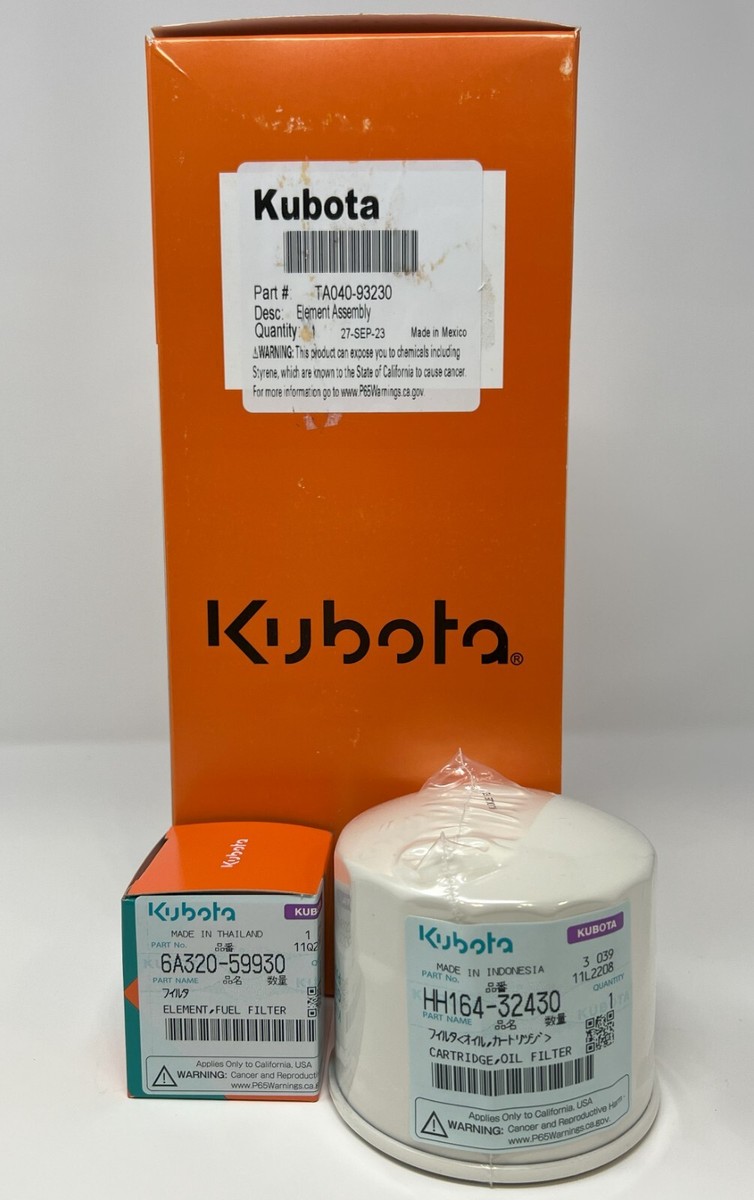 Genuine Kubota Oil, Fuel, Air Filter Kit L2800, L3200, L3200F