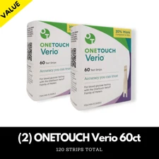 (2) One Touch Verio Glucose Diabetic Test Strips 60ct (120 Strips Total)