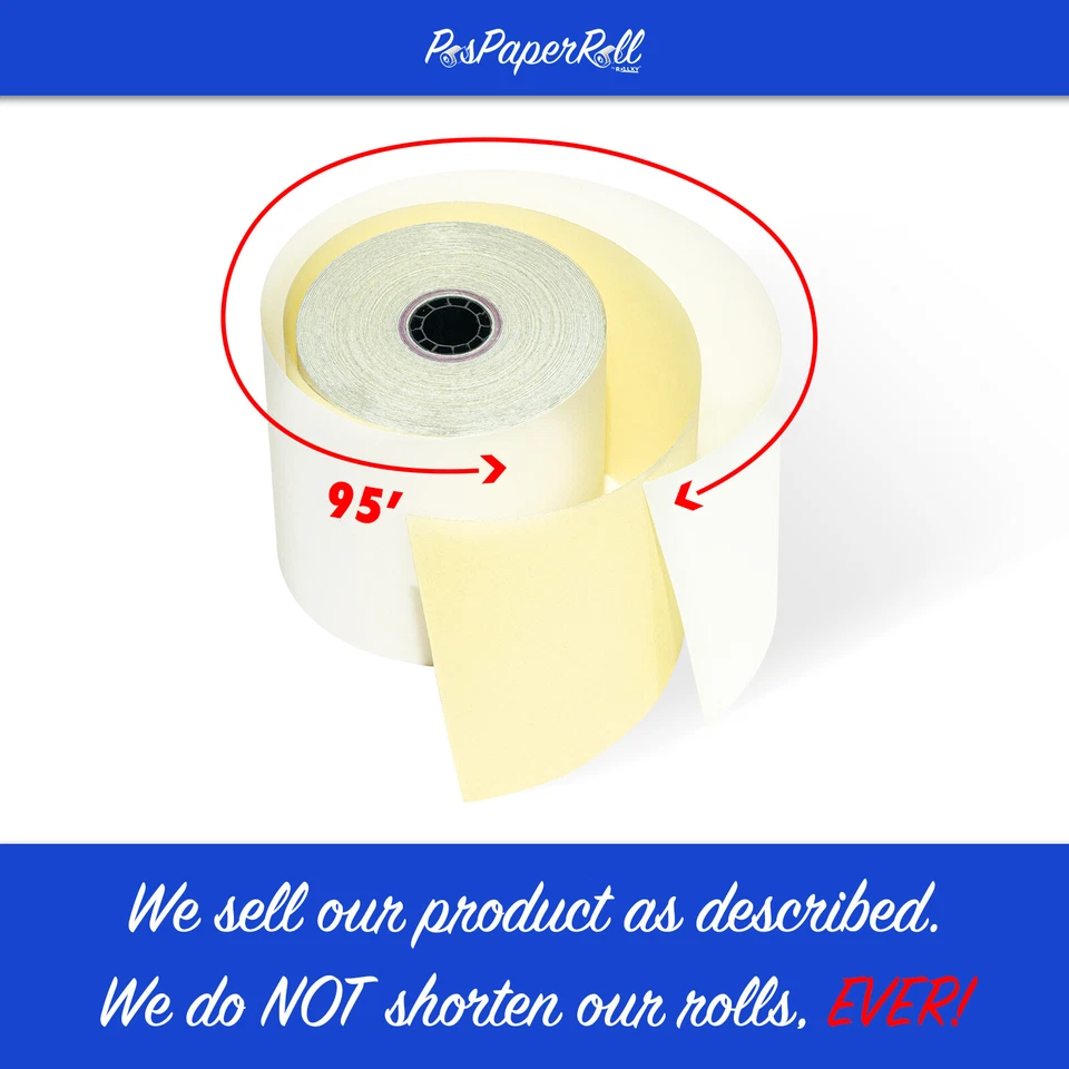 3" x 95' 2 Ply White/Canary Paper Rolls for EPSON TM-U210AR TM-U210B TM-U220 NEW - Image 4 of 4