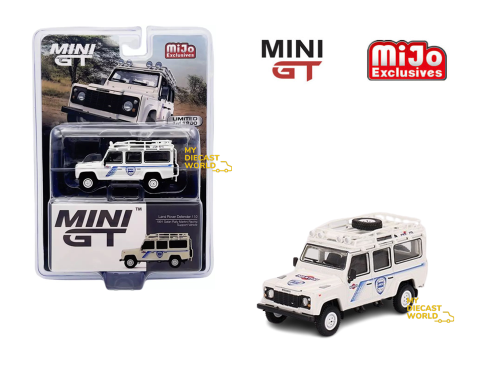 Mini GT 1:64 Land Rover Defender 110 1991 Rally Racing Support Vehicle #558