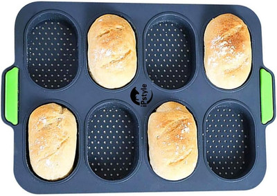 Silicone Baguette Pan, Non-Stick, BPA Free, Grey, 12 X 2.5 X 2.5 In