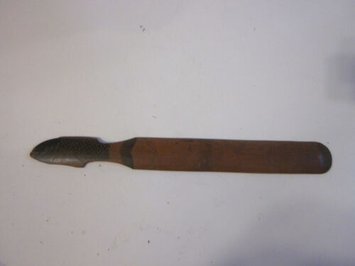 Antique Hand Carved Wood Shoe Horn Shoehorn Fish and Floral designs