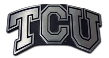 tcu texas christian horned frogs matte logo chrome auto car emblem usa made