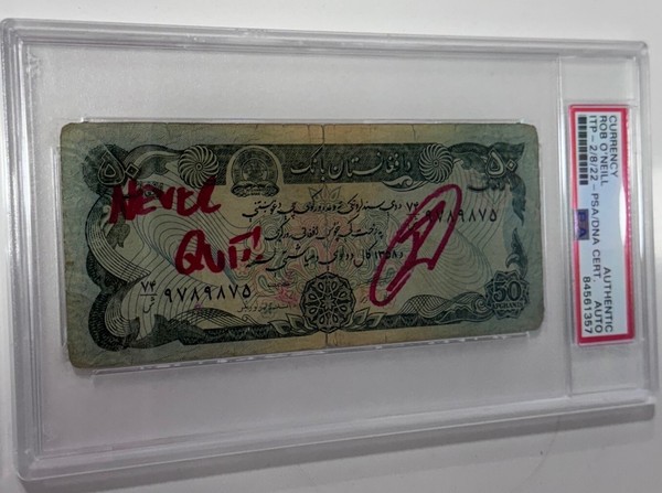 ROBERT O´NEILL TEAM SIX NAVY SEALS BILLETE 50 AFGHANIS FIRMADO CON COA, UNICO!!!