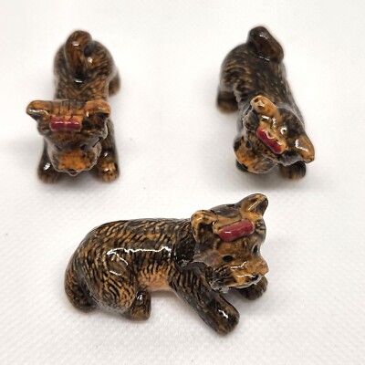 Porcelain, Miniature Terrier Dogs Set, Collectible, Gel Candle Embed, Decor