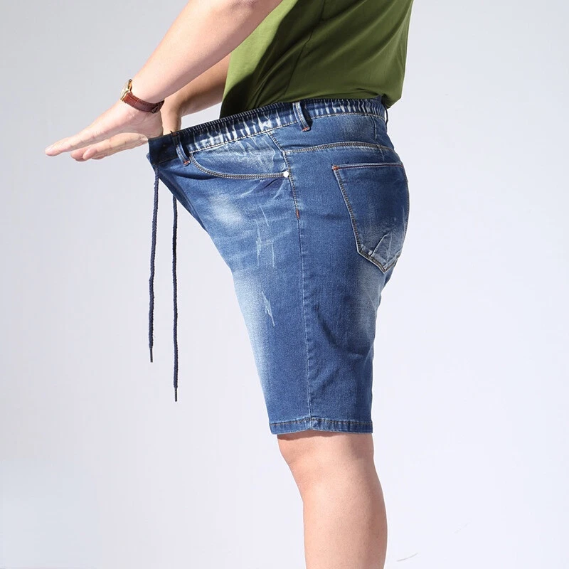 Mens denim shorts with elastic waist shop and drawstring