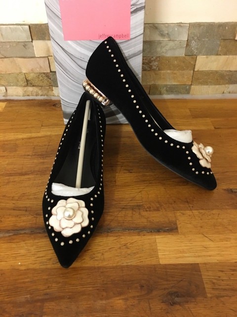black embellished flat shoes