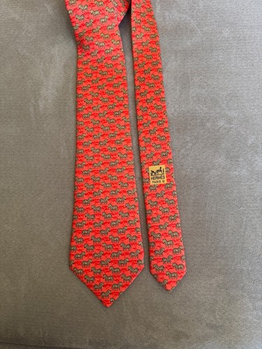 Hermes silk Zebra print Tie 7110 OA Made in France - Picture 6 of 7