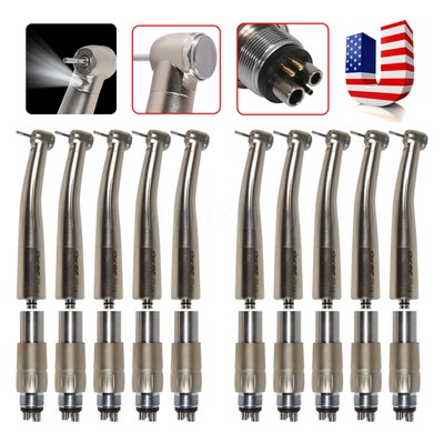 1-10 Dental LED Fiber Optic High Speed Handpiece 4 Water / Quick Coupler 6 Holes