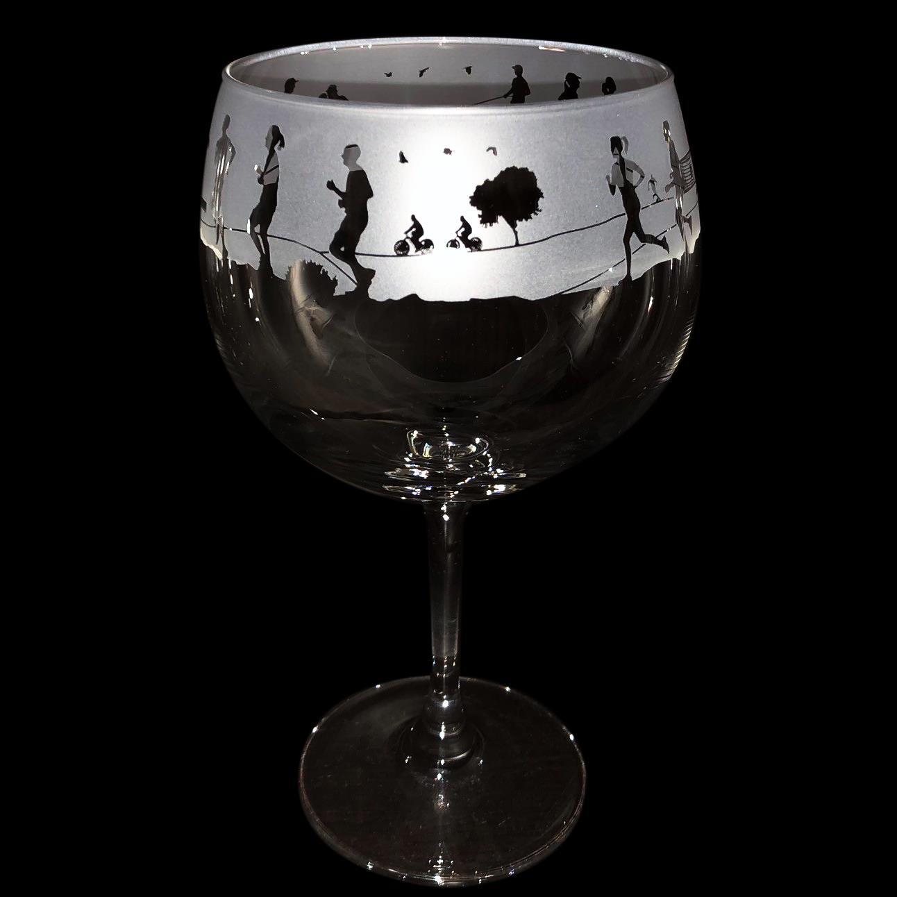 Animo Gin Glass Hand Etched Crystal Sports Balloon Tumbler Spirit Gift Running