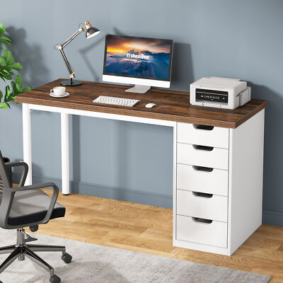 Tribesigns 47'' Computer Desk with 5 Drawers, Modern Simple Study Writing Table