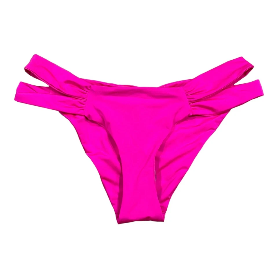 Voda Swim Women's Side Shirred Hipster Swimsuit Bottom Size L in Bright Pink - Image 3 of 4
