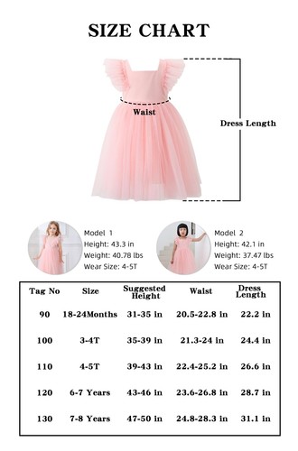 Toddler Girls Vintage Party Dress Ruffled Sleeve A-Line Tulle Flower Girl Dre... - Picture 4 of 5