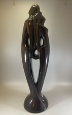 Vintage Haeger RENDEZVOUS LOVERS Statue Black Gold Swirl 20" Tall
