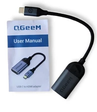 USB TYPE-C To HDMI Adapter - BLACK Only - 6" Cable - QGeem