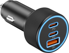 USB C Car Charger, 3-Port 67W Dual USB-C  USB-A Car Power Adapter PD/QC Fast...