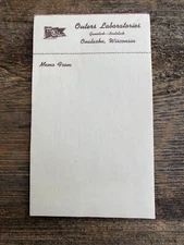 Outers Laboratories Gunslick - Reelslick Advertising Memo Pad Army/Navy Wis.