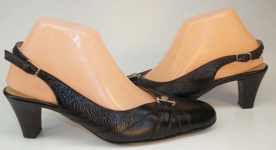 Valle Verde MARA Mujer Tacones Cordones EU 39 US 8 Negro Cuero Hebilla Trabajo 434 Foto 3 de 4