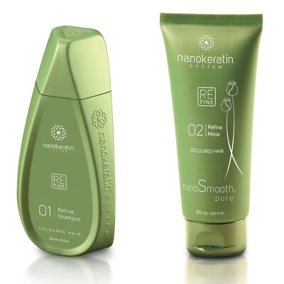 Nanokeratin Refine Shampoo Coloured Hair 320ml (Pumpe enthalten) & Maske 250ml
