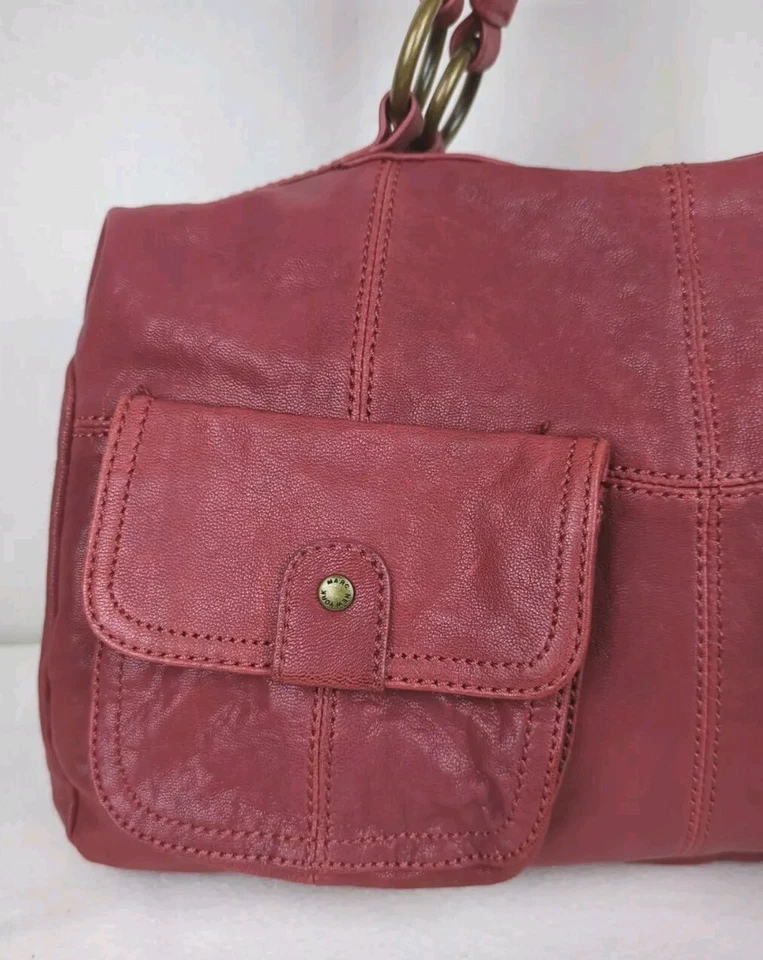 Marc N.Y. Andrew Marc Handbag Red Burgundy Purse Duffle Bag Zip - Image 3 of 4