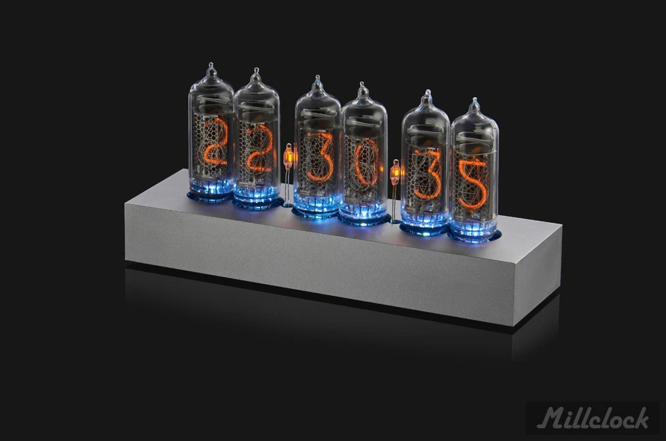 Reloj Tubo Nixie en 6 Tubos IN-14 || Caja Aluminio Clásica Negro o Plateado Foto 2 de 4