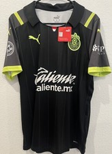 NWT 2021-22 Chivas de Guadalajara Puma Mexico Liga MX Neon Black Jersey Size M