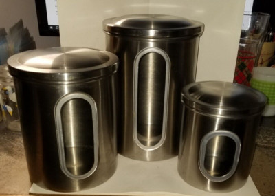 RE Room Essentials - 3 Piece Stainless Metal Canister Set