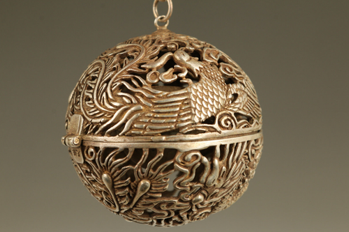 Old Tibet Silver Copper Hand Carved Dragon Phoenix Statue Incense Burner Buddha - Picture 7 of 7