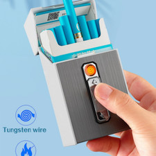 20-cigarettes Capacity Metal Cigarette Box With USB Rechargeable Safety Lighter
