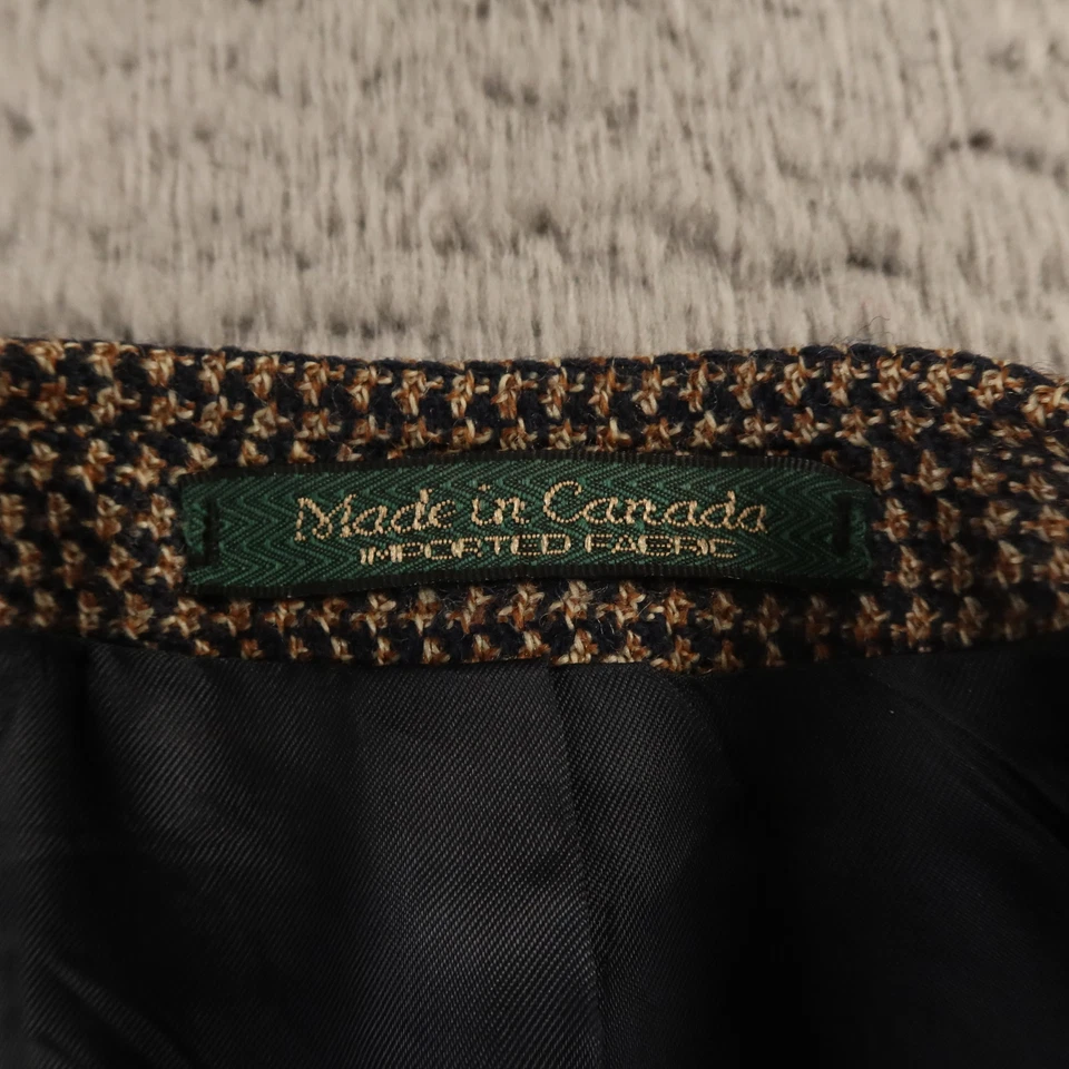 Chaqueta de tweed de colección M MT marrón a cuadros pata de gallo 100 % lana Blazer Abrigo deportivo 41L Foto 3 de 4