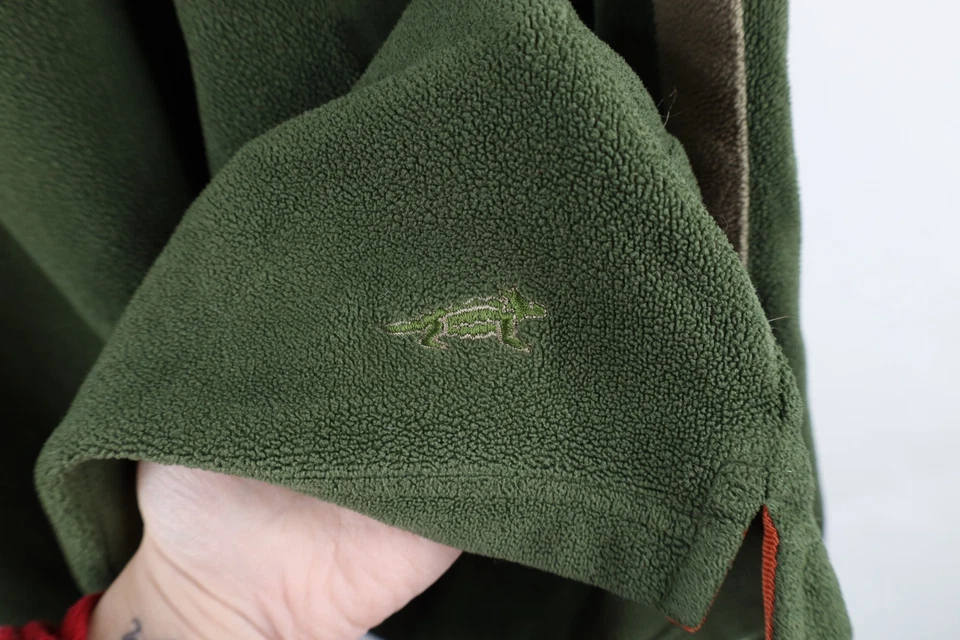 Vintage Horny Toad Mens Large Faded Color Block Fleece Crewneck Sweater Green - Image 4 of 4