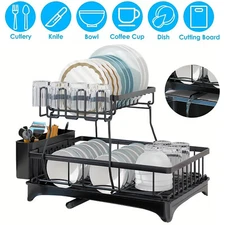Kitchen Dish Cup Drying Rack Utensil Drainer Dryer Tray Cutlery Holder Organizer