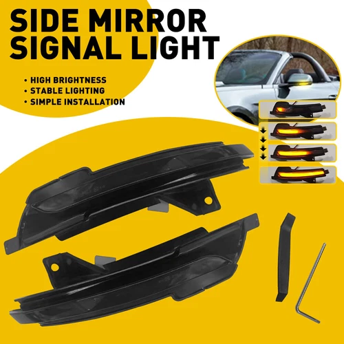 Smoke Sequential Amber LED Side Mirror Signal Lights For 2015-2022 Ford Mustang