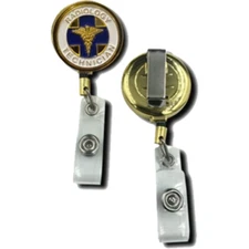 CL8-02 Radiology Technician Retractable ID reel metal ID card holder X-Ray Tech