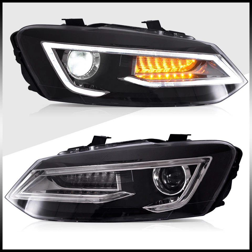 VLAND Pair Volkswagen Polo Hatch 2011-2017 Sequential LED-Projector Headlights - image 3 of 4