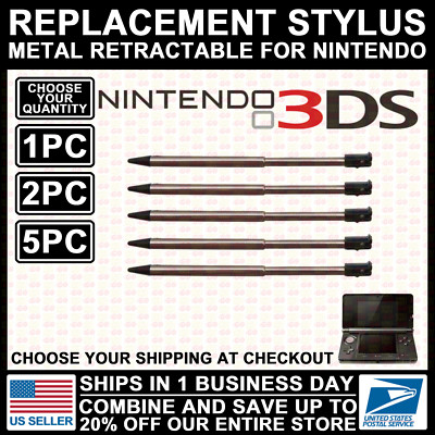 Original 3DS Metal Retractable Stylus For Nintendo Touch Pen Replacement Black