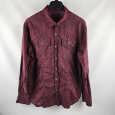 Affliction Shirt Mens 2X Black Premium Burgundy Black L/S Button Down LOGO/Decal