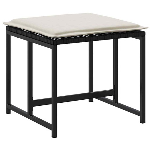 Gartenhocker mit Kissen 4 Stk. Schwarz Poly Rattan Outdoor Hocker vidaXL - Bild 7 von 9