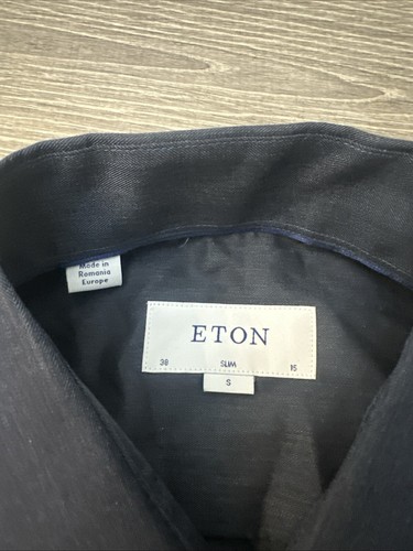 NEW ETON Dress Shirt, Dark Blue Slim Fit 38 | 15 (S) - MSRP $285.00 - Picture 2 of 7