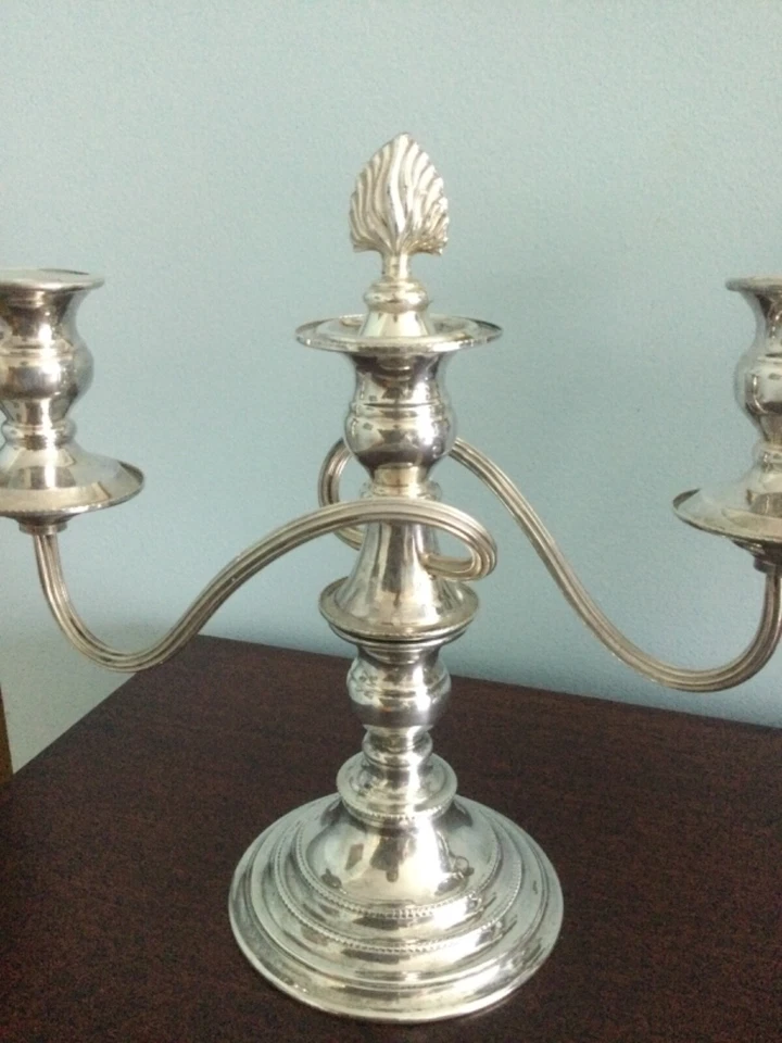 2 candelabros Sheffield vintage de plata con 3 boquillas para candelabros DsVa Foto 4 de 4