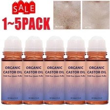 1-5X Organic Golden CastorOil Roll-On with Rose Quartz for Skin  Wrinkle 50ML
