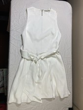 Alice + Olivia White Fit & Flare Sleeveless Tie Waist Dress Womens Size 6
