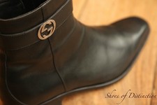 Gucci stivali neri in pelle con zip argento GG Bit scarpe uomo UK 8,5 US 9,5 EU 42,5