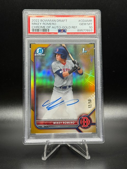 2022 Bowman Draft Mikey Romero Chrome Auto "Gold" Refractor #CDAMR /50 - PSA 10